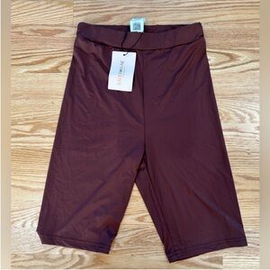 SHEIN NWT chocolate brown high rise mid thigh biker shorts SHEINbae small s